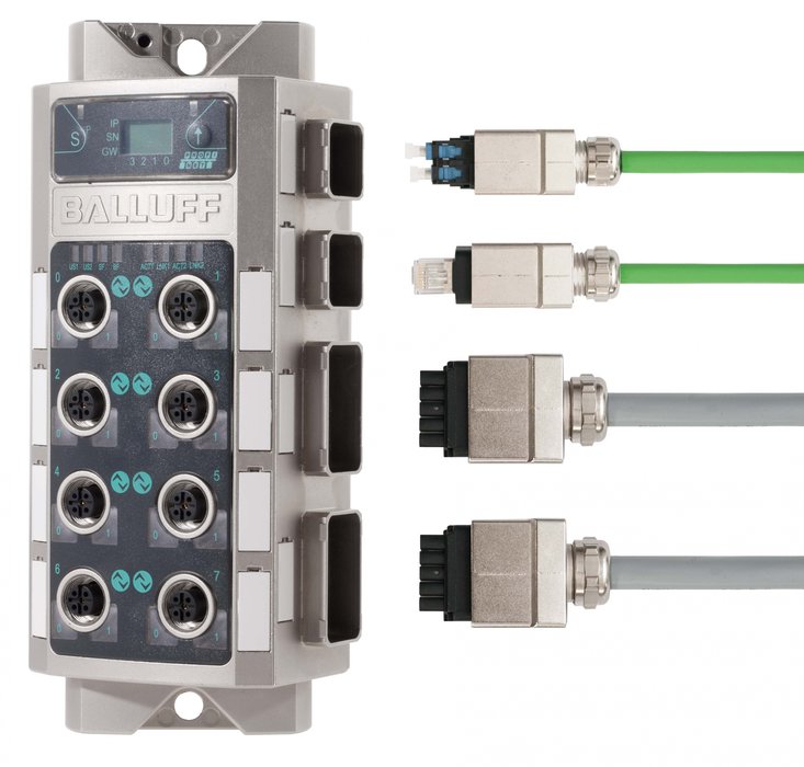 Moduly push-pull IO-Link master pro PROFINET: přenos dat elektrickým nebo optickým kabelem
